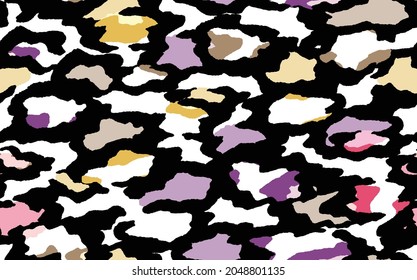 Abstract modern leopard seamless pattern. Animals trendy background. Rainbow and white decorative vector stock illustration for print, card, postcard, fabric, textile. Modern ornament of stylized skin