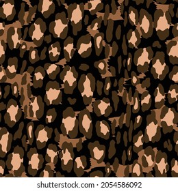 Abstract modern leopard seamless pattern. Animals trendy background. Brown and black decorative vector stock illustration for print, card, postcard, fabric, textile. Modern ornament of stylized skin.