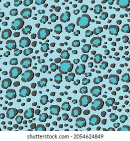 Abstract modern leopard seamless pattern. Animals trendy background. Blue and black decorative vector stock illustration for print, card, postcard, fabric, textile. Modern ornament of stylized skin.
