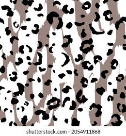 Abstract modern leopard seamless pattern. Animals trendy background. Brown and white decorative vector stock illustration for print, card, postcard, fabric, textile. Modern ornament of stylized skin.