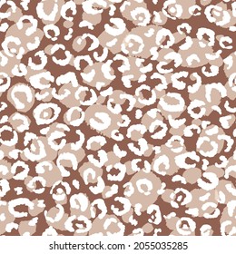 Abstract modern leopard seamless pattern. Animals trendy background. Brown and white decorative vector stock illustration for print, card, postcard, fabric, textile. Modern ornament of stylized skin.