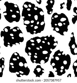 Abstract modern leopard seamless pattern. Animals trendy background. Black and white decorative vector illustration for print, card, postcard, fabric, textile. Modern ornament of stylized skin.