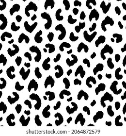 Abstract modern leopard seamless pattern. Animals trendy background. Black and white decorative vector illustration for print, card, postcard, fabric, textile. Modern ornament of stylized skin.