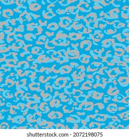 Abstract modern leopard seamless pattern. Animals trendy background. Blue decorative vector stock illustration for print, card, postcard, fabric, textile. Modern ornament of stylized skin.