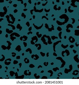 Abstract modern leopard seamless pattern. Animals trendy background. Blue and black decorative vector stock illustration for print, card, postcard, fabric, textile. Modern ornament of stylized skin.