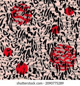 Abstract modern leopard seamless pattern. Animals trendy background. Beige and black decorative vector stock illustration for print, card, postcard, fabric, textile. Modern ornament of stylized skin.