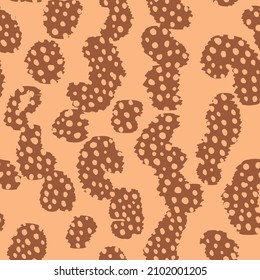 Abstract modern leopard seamless pattern. Animals trendy background. Yellow and brown decorative vector stock illustration for print, card, postcard, fabric, textile. Modern ornament of stylized skin.