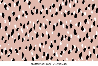 Abstract modern leopard seamless pattern. Animals trendy background. Beige and black decorative vector stock illustration for print, card, postcard, fabric, textile. Modern ornament of stylized skin.