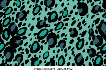 Abstract modern leopard seamless pattern. Animals trendy background. Green and black decorative vector stock illustration for print, card, postcard, fabric, textile. Modern ornament of stylized skin.