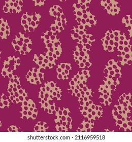 Abstract modern leopard seamless pattern. Animals trendy background. Pink and beige decorative vector stock illustration for print, card, postcard, fabric, textile. Modern ornament of stylized skin.
