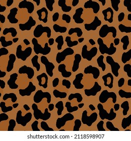 Abstract modern leopard seamless pattern. Animals trendy background. Brown and black decorative vector stock illustration for print, card, postcard, fabric, textile. Modern ornament of stylized skin.