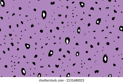 Resumen del patrón de leopardo moderno. Los animales están de moda. Ilustración de material vectorial decorativo violeta y negro para impresión, tarjeta postal, tela, textil. Ornamento moderno de piel estilizada.