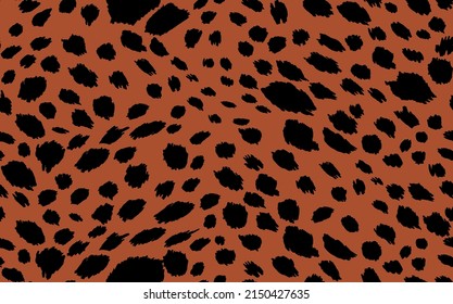 Abstract modern leopard seamless pattern. Animals trendy background. Orange and black decorative vector stock illustration for print, card, postcard, fabric, textile. Modern ornament of stylized skin.