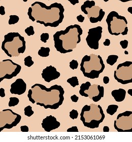 Abstract modern leopard seamless pattern. Animals trendy background. Beige and black decorative vector stock illustration for print, card, postcard, fabric, textile. Modern ornament of stylized skin.
