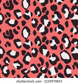 Abstract modern leopard seamless pattern. Animals trendy background. Pink decorative vector stock illustration for print, card, postcard, fabric, textile. Modern ornament of stylized skin.