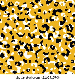 Abstract modern leopard seamless pattern. Animals trendy background. Orange and black decorative vector stock illustration for print, card, postcard, fabric, textile. Modern ornament of stylized skin.