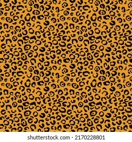 Abstract modern leopard seamless pattern. Animals trendy background. Orange and black decorative vector stock illustration for print, card, postcard, fabric, textile. Modern ornament of stylized skin.