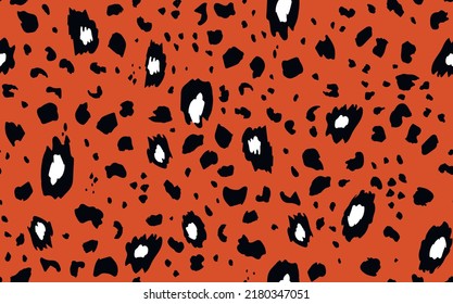 Abstract modern leopard seamless pattern. Animals trendy background. Orange and black decorative vector stock illustration for print, card, postcard, fabric, textile. Modern ornament of stylized skin.
