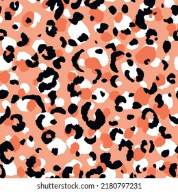Abstract modern leopard seamless pattern. Animals trendy background. Pink and black decorative vector stock illustration for print, card, postcard, fabric, textile. Modern ornament of stylized skin.
