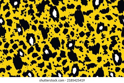 Abstract modern leopard seamless pattern. Animals trendy background. Yellow and black decorative vector stock illustration for print, card, postcard, fabric, textile. Modern ornament of stylized skin.
