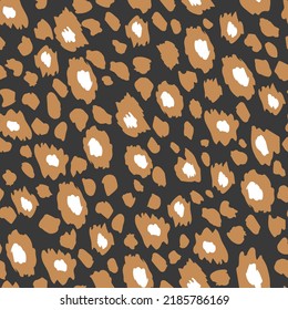 Abstract modern leopard seamless pattern. Animals trendy background. Beige and black decorative vector stock illustration for print, card, postcard, fabric, textile. Modern ornament of stylized skin.
