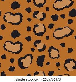 Abstract modern leopard seamless pattern. Animals trendy background. Beige and black decorative vector stock illustration for print, card, postcard, fabric, textile. Modern ornament of stylized skin.
