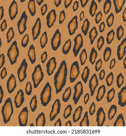 Abstract modern leopard seamless pattern. Animals trendy background. Beige and black decorative vector stock illustration for print, card, postcard, fabric, textile. Modern ornament of stylized skin.