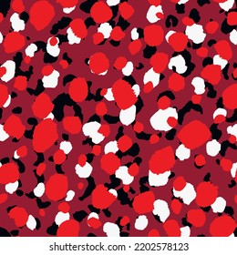 Abstract modern leopard seamless pattern. Animals trendy background. Red and black decorative vector stock illustration for print, card, postcard, fabric, textile. Modern ornament of stylized skin.