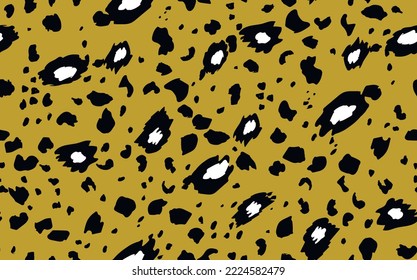 Abstract modern leopard seamless pattern. Animals trendy background. Yellow and black decorative vector stock illustration for print, card, postcard, fabric, textile. Modern ornament of stylized skin.