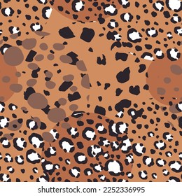 Abstract modern leopard seamless pattern with circles. Animals trendy background. Color decorative vector illustration for print, card, fabric, textile. Modern ornament of stylized skin.