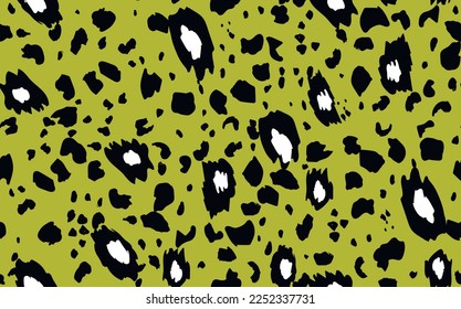 Abstract modern leopard seamless pattern. Animals trendy background. Green and black decorative vector stock illustration for print, card, postcard, fabric, textile. Modern ornament of stylized skin.