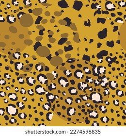 Abstract modern leopard seamless pattern with circles. Animals trendy background. Color decorative vector illustration for print, card, fabric, textile. Modern ornament of stylized skin.