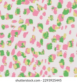Abstract modern leopard seamless pattern. Animals trendy background. green pink decorative vector stock illustration for print, card, postcard, fabric, textile. Modern ornament of stylized skin.