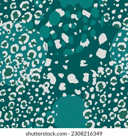Abstract modern leopard seamless pattern with circles. Animals trendy background. Color decorative vector illustration for print, card, fabric, textile. Modern ornament of stylized skin.