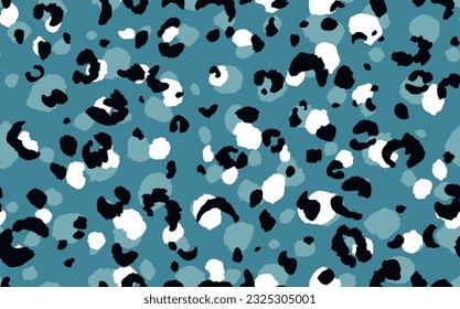 Abstract modern leopard seamless pattern. Animals trendy background. Blue and black decorative vector stock illustration for print, card, postcard, fabric, textile. Modern ornament of stylized skin.