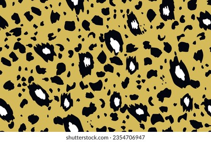 Abstract modern leopard seamless pattern. Animals trendy background. Beige and black decorative vector stock illustration for print, card, postcard, fabric, textile. Modern ornament of stylized skin.