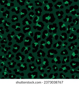 Abstract modern leopard seamless pattern. Animals trendy background. Green and black decorative vector stock illustration for print, card, postcard, fabric, textile. Modern ornament of stylized skin.