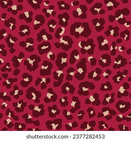 Abstract modern leopard seamless pattern. Animals trendy background. Red and beige decorative vector stock illustration for print, card, postcard, fabric, textile. Modern ornament of stylized skin.