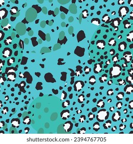 Abstract modern leopard seamless pattern with circles. Animals trendy background. Color decorative vector illustration for print, card, fabric, textile. Modern ornament of stylized skin.