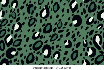 Abstract modern leopard seamless pattern. Animals trendy background. Green and black decorative vector stock illustration for print, card, postcard, fabric, textile. Modern ornament of stylized skin.