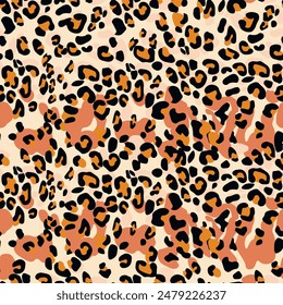 Abstract modern leopard seamless pattern. Animals trendy background. Color decorative vector stock illustration for print, card, postcard, fabric, textile. Modern ornament of stylized skin.