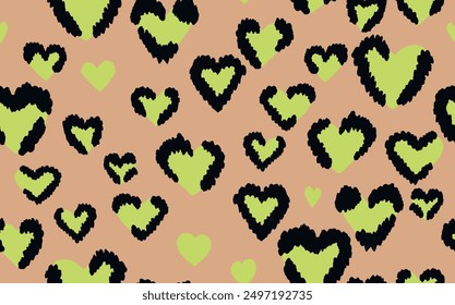 Abstractas patrón sin costuras de leopardo moderno. Animales de fondo de moda. Ilustración de stock de Vector decorativo de color para imprimir, tarjeta, postal, tela, textil. Adorno moderno de piel estilizada.