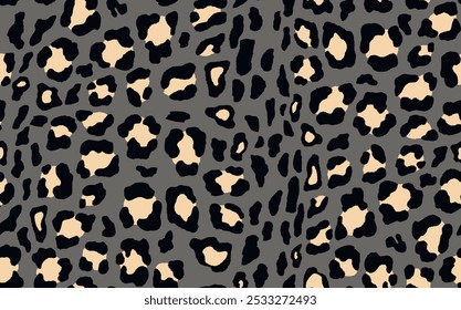 Abstractas patrón sin costuras de leopardo moderno. Animales de fondo de moda. Ilustración de stock de Vector decorativo de color para imprimir, tarjeta, postal, tela, textil. Adorno moderno de piel estilizada.