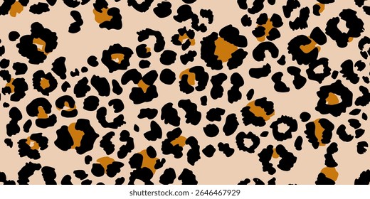 Abstract modern leopard seamless pattern. Animals trendy background. Yellow and black decorative vector stock illustration for print, card, postcard, fabric, textile. Modern ornament of stylized skin.