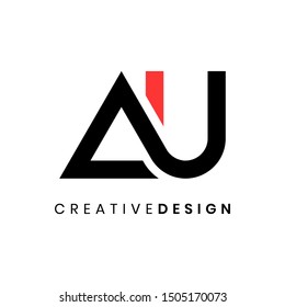 Abstract modern letter AU logo design vector