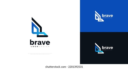 Abstract and Modern Letter B Logo in Black and Blue. B Monogram Logo with Line Style