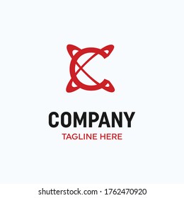Resumen de la letra moderna C inicial para la plantilla de logotipo de tecnología