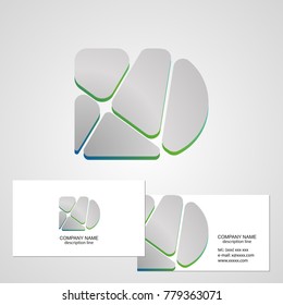 Abstract, modern letter D. Logo icon design template elements with business card template. Object for identity and logotypes