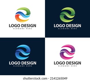 Abstract modern letter e logo design