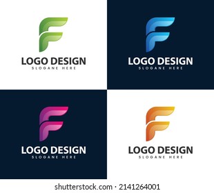 Abstract modern letter f logo design